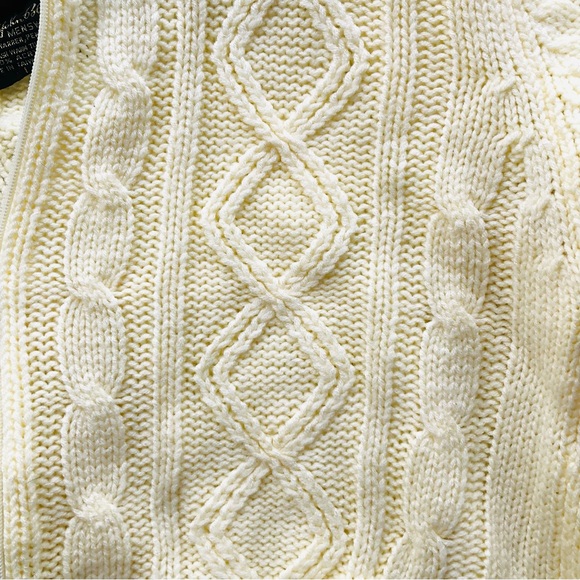 Vtg John Blair Menswear 3D Cable Knit Zip Cardigan Sz L Butter Yellow Grandpa - Picture 4 of 5